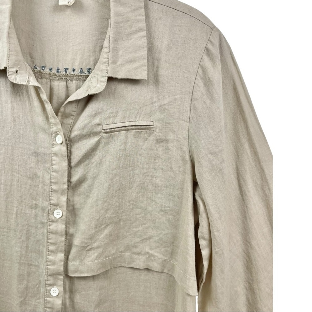 Sakura Hime Japan Natural Linen Long Kaftan Shirt Dress Size M/L - Picture 4 of 8